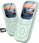64GB MP3 m&auml;ngija Bluetooth 5.3 kaasaskantav muusikam&auml;ngija HiFi helikvaliteediga ja FM raadioga, 300mAh aku, sisseehitatud k&otilde;larid, sobib sportimiseks, reisimiseks, roheline