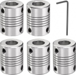 sourcing map 5pcs Aluminum Alloy Shaft Coupler 10mm to 10mm Flexible Coupling Motor Connector Stepper Motor Coupler for CNC Machine and 3D Printer (L25xD19)