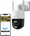 ZOSI 5MP Wi-Fi 6 Aurora Lux v&auml;livalvekaamera, 360&deg; Pan & Tilt WLAN kaamera AI isiku/auto tuvastamisega, t&auml;isv&auml;rviline &ouml;&ouml;n&auml;gemine, C296A