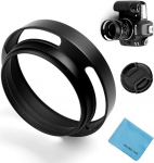 40.5mm &otilde;&otilde;nes objektiivi kapuuts, Fotover universaalne metallist &otilde;&otilde;nes ventileeritud kallutatud kumer objektiivi kapuuts koos keskse n&auml;puga objektiivi korgiga Leica Canon Nikon Sony Pentax Olympus Fuji kaamerale + mikrokiudlapiga puhastuslapp