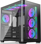 RAIJINTEK ATREUS BT7 Must Mid-Tower E-ATX Gaming PC korpus, kumer karastatud klaas, 7 x 120 mm Infinity Mirror ARGB PWM ventilaator, k&otilde;rge &otilde;huvooluga