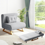 3-in-1 Sofa Bed, Folding Bed with Bed Function, Sofa Bed with Adjustable Backrest and Pillow, Small Sofa Bed with Lumbar Cushion, Latex Sofa Bed, for Living Room, Bedroom (Grey)