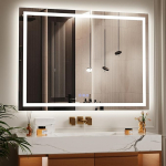 Koonmi 120 x 90 cm LED-vannitoa peegel - 3 reguleeritavat valgustusrežiimi, valgustatud intelligentne vannitoa peegel eesmise ja tagumise valgusega, m&auml;lufunktsiooniga, seinale paigaldatav horisontaalne ja vertikaalne