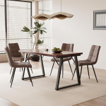 5-osaline s&ouml;&ouml;gitoa komplekt - kaasaegne s&ouml;&ouml;gilaud (140 x 80 cm) koos 4 polsterdatud tooliga, metall ja MDF, elegantne samet- v&otilde;i kunstnahast kate, stiilne ja vastupidav.