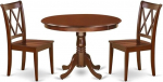 East West Furniture HLCL3-MAH-W 3-osaline k&ouml;&ouml;gilaudade komplekt v&auml;ikestele ruumidele, sisaldab &uuml;mmargune s&ouml;&ouml;gilaud koos alusega ja 2 s&ouml;&ouml;gitooli, 106 x 107 cm, mahagonist