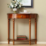 Mid-Century konsoollaud T&auml;ispuidust poolkuu laud esikusse esikusse veranda pool &uuml;mmargune laud hoiukastiga puidust seina diivanilaud V&auml;ike aktsentlaud 24 "L x 12 "W x