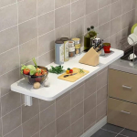 Wall-Mounted Folding Table Space-Saving Wooden Desk for Small Areas Drop-Leaf Dining Table for Kitchen Sturdy Laundry Folding Table (White 80x40cm/32x16in)