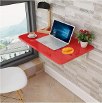 Schwebender Klapptisch zur Wandmontage f&uuml;r kleine R&auml;ume, zusammenklappbarer Schreibtisch f&uuml;r Waschk&uuml;che, Arbeitszimmer oder Schlafzimmer, 90 x 40 cm, Rot