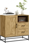 HOMCOM buffet elutoa panipaigam&ouml;&ouml;bel moodsas stiilis, 2 sahtlit, avatud sektsioon ja reguleeritav riiul - buffet s&ouml;&ouml;gituba, k&ouml;&ouml;k ja elutuba, 80 x 40 x 78 cm, naturaalne puit.