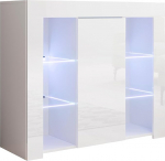 MB Muebles Bonitos Moodne k&uuml;ljepaneel elutuba v&otilde;i s&ouml;&ouml;gituba Laius 140 x k&otilde;rgus 80 x s&uuml;gavus 40 cm Valge l&auml;ikiv viimistlus 2 ust 2 sahtlit TV-m&ouml;&ouml;bel Mudel Roque