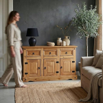 CARO-M&ouml;bel Salsa Sideboard Mehhiko stiilis Highboard Sideboard T&auml;ispuidust m&auml;nni v&auml;rvitud vahatatud 3 sahtlit ja 3 uksega