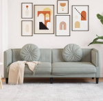 372642 Diivan koos pehmendustega 3-kohaline helehall samet, Lounge diivan, diivanid ja diivanid, l&otilde;&otilde;gastav diivan, diivan elutuppa, diivan koos