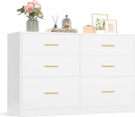 VASAGLE Custos Kollektion - Kommode, Kommodenschrank, modern, Sideboard, Aufbewahrungsschrank, f&uuml;r Wohnzimmer, Schlafzimmer, 6 Schubladen, 40 x 119 x 78 cm, wolkenwei&szlig; LTS416WB01
