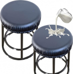 Stool Covers Round Stretch PU Round veekindel baaritooli istme katted Baaritooli katted pestav stool padjad Slipcovers koos elastsete lintidega 12-17-tollise tooli jaoks (2 Pack, must)
