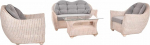 Wohnzimmer Rattanm&ouml;bel Set Nassau Rattangarnitur Wintergarten Lounge Gruppe (Vintage Weiss, f&uuml;r 4 Personen)