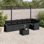 6-TLG. Garten Sofa Set Poly Rattan Schwarz mit wasserabweisendem Beutel und Kissen als Gartenm&ouml;bel Sofagarnitur mit Stauraum