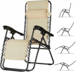 BAKAJI Gravity Zero Garden Lounger Recliner Chair kokkupandav ruumi s&auml;&auml;stev teras 22mm kallutatav kangas Kangas valmistatud Texilene hingav meri ja rannas Outdoor Pool (beež)