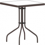 Flash Furniture Barker Square karastatud klaasist laud, sulamterasest, l&auml;bipaistev/pruun, 23,5 in