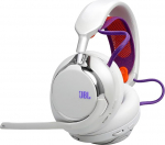 JBL Quantum 950 juhtmevaba multiplatvormiline Bluetooth m&auml;ngukomplekt JBL Quantum Room Sound ja Head Tracking, m&uuml;rasummutusmikrofon, USB-C kaabel, 50H aku ja vahetatavad osad, valge v&auml;rvi