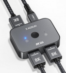 8K @ 60Hz HDMI 2.1 Splitter, XAOSUN 4K @ 120Hz HDMI l&uuml;liti, alumiiniumist kahesuunaline 2 in 1 Out/1 In 2 Out &uuml;mbris, toetab eARC, VRR, 3D, HDR, CEC, &uuml;hildub PS5/4, Xbox, TV Stick, DVD, m&auml;ngija jne.