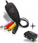 TechSide Video Grabber 2025 - VHS digiteerimine (USB 2.0) koos seadistusassistendiga, sisaldab SCARTi VHS / Hi8 videoregistraatorile Windows 11/10, konverteerib kassetid MP4-ks