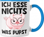 Trendation - Vegan Gift Funny Mug Vegetarian Gift Idea Mug Funny for Gift Set or Gift Box (Blue)