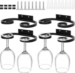 PEUTIER 4 metallist veiniklaasi riputusklambrid, 17 x 9,7 cm veiniklaasi hoidja, rippuv veiniklaasi hoidja kapi all hoidmise korraldaja stemware jaoks k&ouml;&ouml;gibaaris