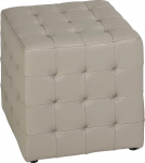 Cortesi Home Charli Tufted Cube Ottoman nahast helehall