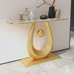 Konsole Sofatisch mit Metallgestell, moderner Beistelltisch f&uuml;r Flur, Foyer, Eingang, Eingang, Felsplatten-Design, stilvolle dekorative M&ouml;bel