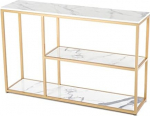 Konsolentische f&uuml;r Flur und Wohnzimmer, schmale Beistelltische aus Glas, Eingangstisch, moderner Marmor-Konsolentisch, schmaler Sofatisch mit 3 Ablagen, Eingangstisch mit schwarzem Metallges
