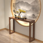 Konsolentisch Schmal aus Massivholz, Beistelltisch Schmal f&uuml;r Flur, Wohnzimmer, Eingangsbereich, Hinter dem Sofa, Flurtisch Einfache Montage(Brown,140x30x85 cm/55x12x33 in)