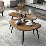 Mid Century Modern Walnut Ovaalne kohvilaud Set Elutuba Kodukontor Kohvik V&auml;ike Center Table koos pesitsuslauad diivan k&uuml;ljelauad Stiilne ja funktsionaalne m&ouml;&ouml;bel