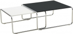 Modernes Couchtisch-Set mit Holzplatte und Metallbeinen, verstellbarer Stapeltisch f&uuml;r Wohnzimmer, Schlafzimmer, wei&szlig;es Finish, 80 x 80 x 37 cm, stilvoller Beistelltisch