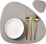 4-osaline PU kunstnahast laualusad p&uuml;hkige puhtaks pestav laualusasjakomplekt k&ouml;&ouml;gi s&ouml;&ouml;gitoa terrassile kuumakindel lihtne puhastada ( V&auml;rv : CD Cream Grey , suurus : Pacemat ja