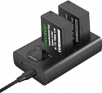 NEEWER asendusakude ja laadija komplekt NP-W126/NP-W126s jaoks, 2-pakk 1140mAh akusid ja kahe kanaliga USB-laadija, &uuml;hildub Fuji X100VI X-T30 II X-S10 X-T200 X100F X100V X-A5 X-T50 X-Pro3-ga.