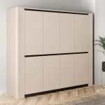Forte VODOL riidekapp 240 kaasaegne riidekapp 4 uksega p&ouml;&ouml;rduksega riidekapp puidust komposiitka&scaron;miir beež 94" lai x 84" k&otilde;rge x 24,7" s&uuml;gavus