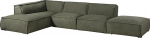 MASSIVMOEBEL24.DE Ravenna nurgadiivan pol&uuml;estrist koos rohelisega - 100% pol&uuml;ester | 285 x 220 x 79 cm | Retro stiil | Boucl&eacute; diivan L-kujuline polsterdatud diivan