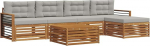 Gartenm&ouml;bel Set 6-teilig, Loungem&ouml;bel aus massivem Akazienholz, Outdoor Sofa mit Kissen in Hellgrau, Modular Lounge Set f&uuml;r Terrasse und Garten, 79 x 79 x 37 cm Tisch