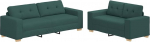 2-TLG. Sofagarnitur Dunkelgr&uuml;n, Stoffsofa-Set mit 2-Sitzer und 3-Sitzer, Bequeme Polstergarnitur f&uuml;r das Wohnzimmer, stabiles Gestell aus Holz und Metall, modernes Sitzm&ouml;bel-Set.