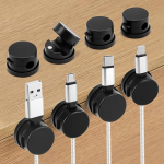 QWORK&reg; Giratorio de 360&deg; magnetiline kaablihoidja kaablijuhtimine isekleepuv kaabliorganiseerija klambrid lauale, &ouml;&ouml;kapile, kontorisse ja autosse, 6 tk, musta v&auml;rvi
