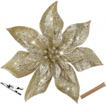 Oairse komplekt 8 kunstlikust glitter j&otilde;ululilled, Poinsettia lilled koos klambritega j&otilde;ulupuu DIY dekoratsiooniks, kunstlilled p&uuml;hadeks, s&ouml;&ouml;gilaua keskne osa, uusaasta kaunistused, vahuveini