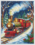 Kreuzstich Stickpackung Weihnachtsmann-Express, Z&auml;hlmuster, 16x21cm