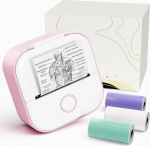 LabelCreate T02 Thermal Printer, Pink, 3 Rolls, Thermal Printer Mini, Mini Printer, Mobile Phone, Sticker Printer - Ideal for DIY - Creations, Learning Notes, Anatomy Drawings and Photo - Printing