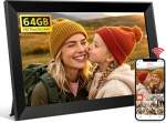 Frameo digitaalne pildiraam WLAN 64 GB, elektrooniline pildiraam 10,1 tolli, elektriline pildiraam HD IPS puuteekraaniga, automaatne p&ouml;&ouml;ramine, seinale kinnitamine, fotode jagamine Frameo rakenduse kaudu