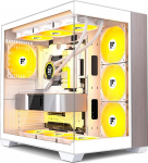 FOIFKIN F300 PC Case ATX 7 PWM ARGB ventilaatoriga, k&otilde;rge &otilde;huvooluga Mid-Tower arvutikarbi, Gaming PC Case, Big Tower, ATX Case, Type-C, 360 mm ratta arvutikarbi (valge, F300)