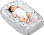 Medi Partners Baby Nest Cuddly Nest Baby Nest 100% puuvillasest vahvlist reisivoodi reisivoodi beebidele imikutele 100 x 60 x 15 cm turvaline sulgemine (hele halli vahvliga).