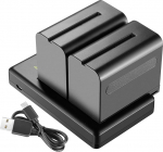 Neewer 2-Pack 6600mAh Li-ion asendusaku koos USB-laadijaga Sony NP-F550 570 750 770 970 960 975,Sony Handycams,NW CN160 CN-216 LED-valgus,NW 759 74K 760 Feelworld,759 74K 760 Field Monitor