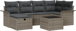 Rantry 7-teiliges Garten Sofa Set mit Kissen Grau Poly Rattan Gartenlounge Model3358888