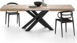 MOBILI FIVER, Emma 160 cm pikendatav tammepuust laud mustade X-jalgadega, laminaat, raud, valmistatud Itaalias