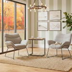 MR. DEKO Sessel Wohnzimmer | Sessel-Paar Aliano Hellgrau | Beistelltisch Materos | Relaxsessel-Set | Lesesessel Bequem |Loungesessel Kombi | Ohrensessel